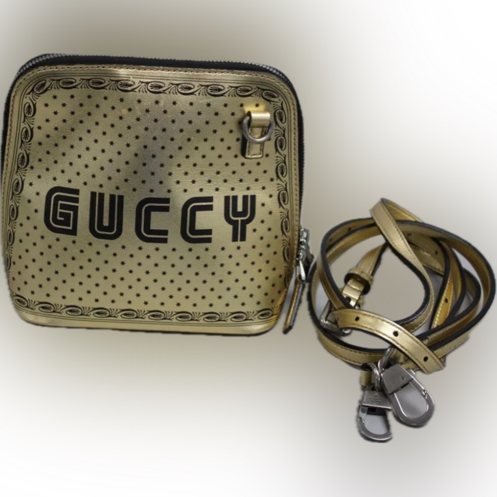 Gucci X Sega GUCCY Stars Mini Dome Shoulder/Crossbody Bag, Gold, Authent…